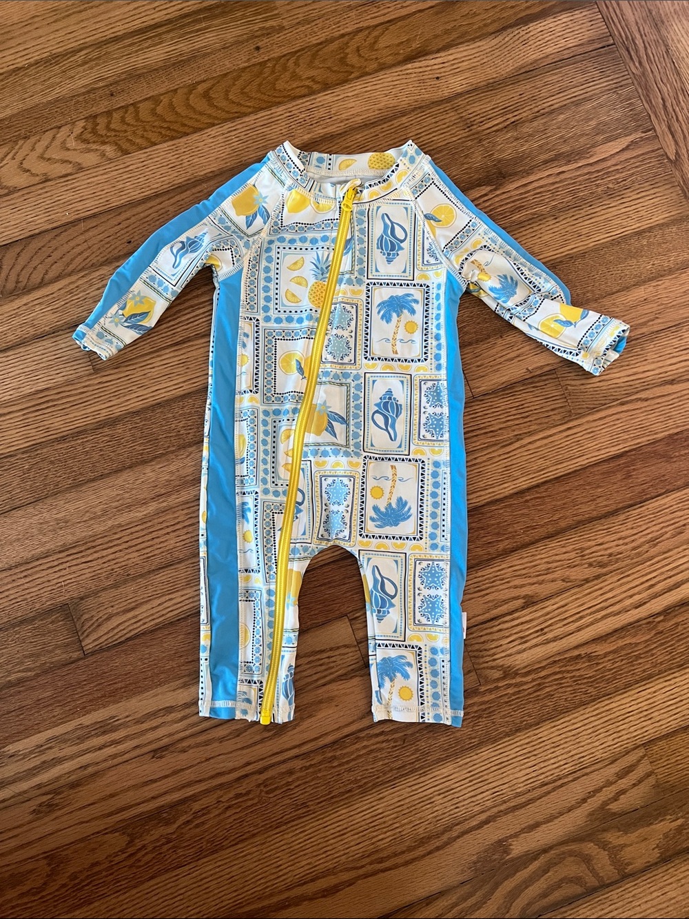 SwimZip 6-12 months - Blue & Yellow Lemon Print
